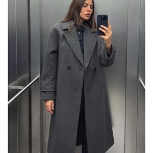 Stylish Gray Double-Breasted Coat